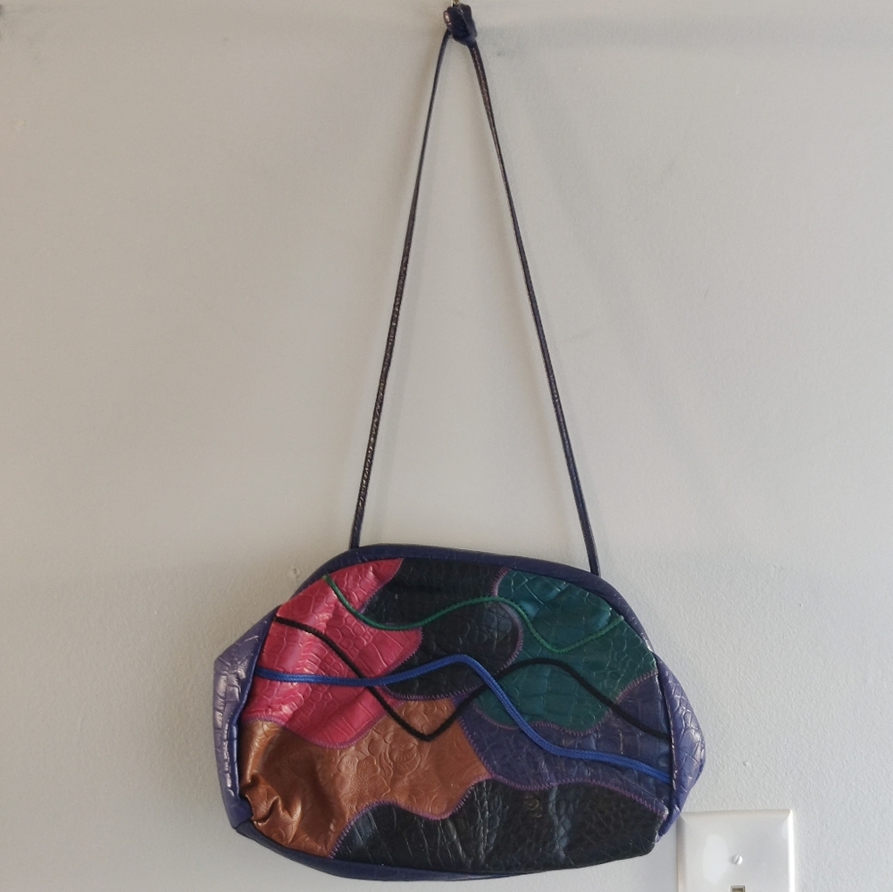 Vintage Fifth Avenue Handbags Multicolor Patchwork Shoulder Purse with Clasp